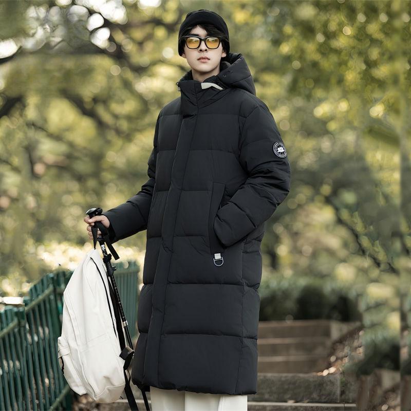 

2025 hooded long over-knee warm down jacket Northeast travel loose all-matching couples style M