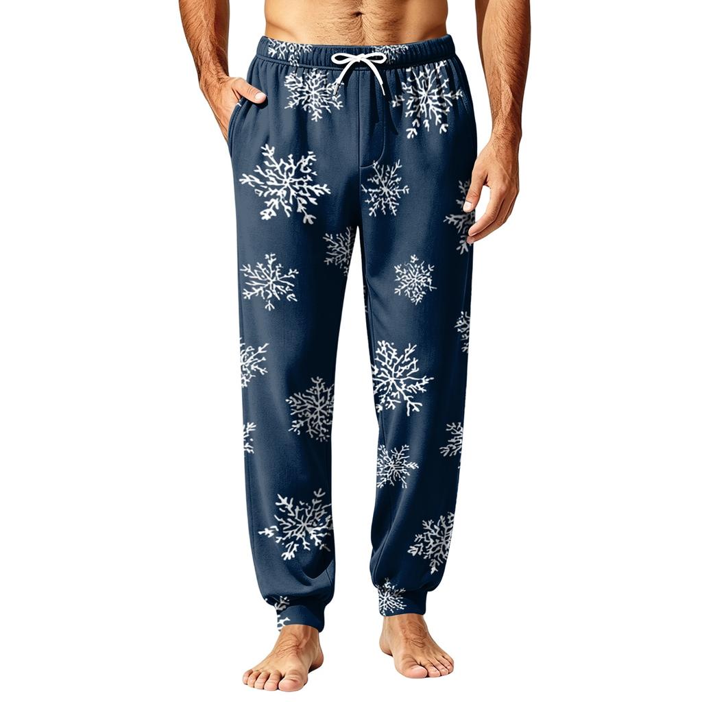 Men's Christmas Pajama Pants with Holiday Print for Fall and Winter Sleep Wear