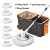 360 Spinning Floor Cleaning System Cleaner Automatic Spin Mop and Bucket with 6 Replacement Refills for Household Floor Cleaning