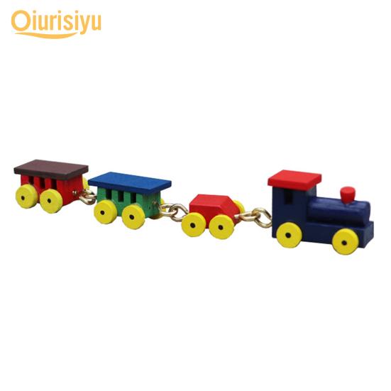 1:12 Delicate High Reduction Decorate Wood Colorful Wooden Train Model Toys Doll House Dollhouse Train