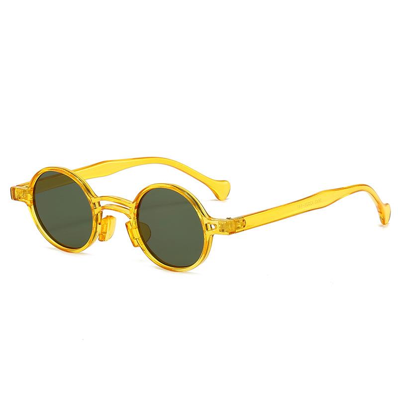 non-polarized Vintage Small Round Sunglasses Women Fashion Double Bridges Trendy Rivets Sun Glasses Punk Shades Beach Travel Streetwear Eyewear