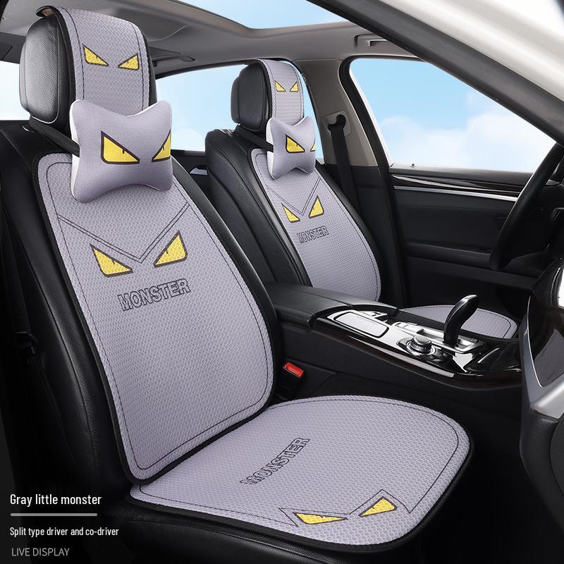 Universal Cartoon Linen Car Seat Cushion - Warm, Stylish, Four Seasons Comfort