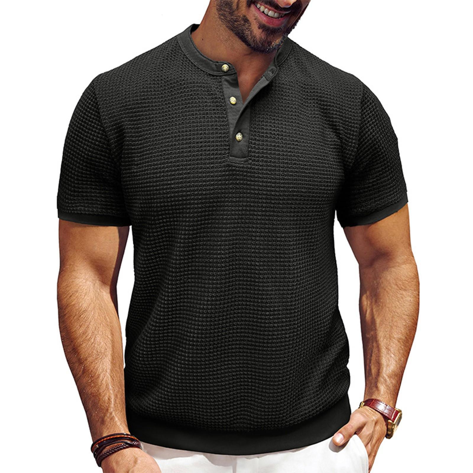 

Men s Short Sleeved Textured Knitted Shirt T-shirt Pullover XL чорний