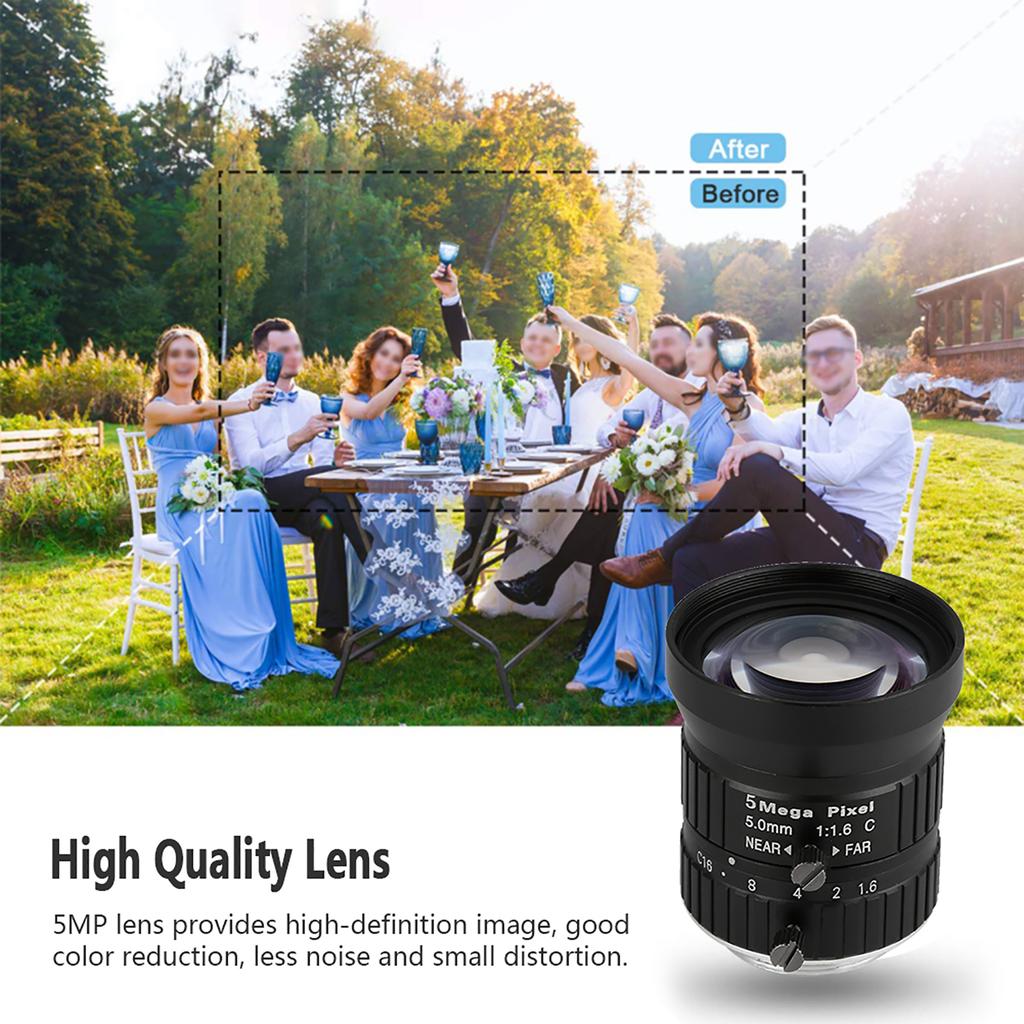 5MP 5mm Focal-Length CCTV HD Manual Lens 2/3 C Mount for Surveillance Security Camera