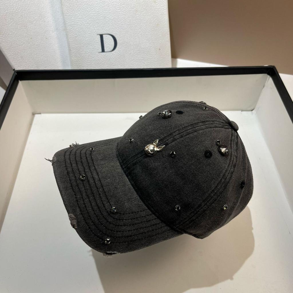 Rhinestone Fashion Rabbit Washed Baseball Cap Women's Spring and Summer Soft Top Versatile Comfortable and Stylish Design Cap