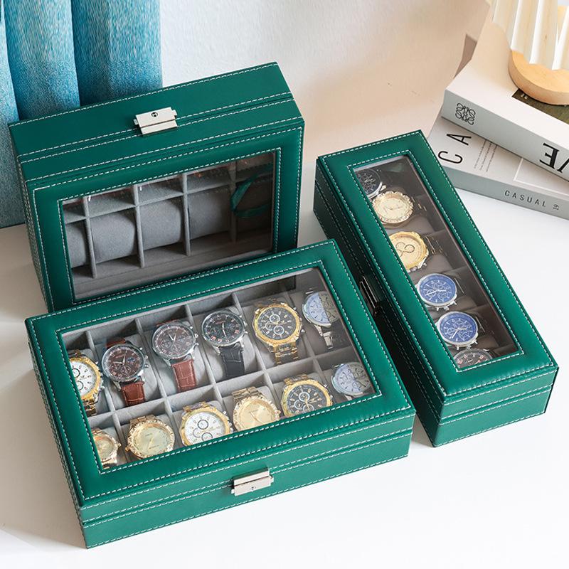 Benya Green Lockable Leather Watch Storage & Display Box