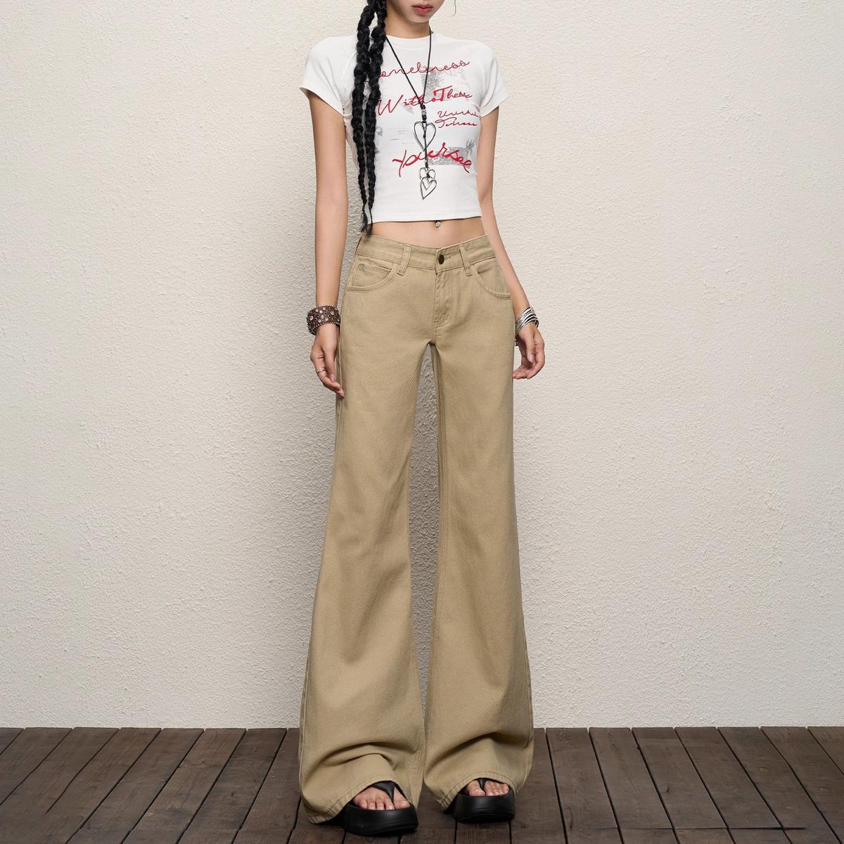 

Women s Retro Khaki Low-Waisted Micro-Flare Jeans for Summer/Fall 2025 2XL (for 135-155 kg)