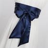 High-End Black Double-Wrap Silk Scarf Belt for Women