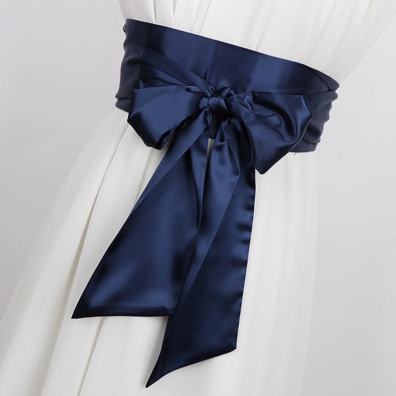 

High-End Black Double-Wrap Silk Scarf Belt for Women