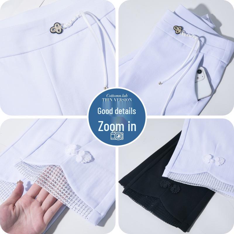 2024 Letní Dámské Zeštíhlující Strečové Zvonové Kalhoty s Vysokým Pasem - Národní Styl Rybí Ocas Skinny Střih pro Maminky Středního Věku