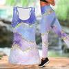 Marble Veining Printed Yoga Outfit for Women Fashion Workout Leggings Fitness Sports Casual Yoga Set Sports Suit