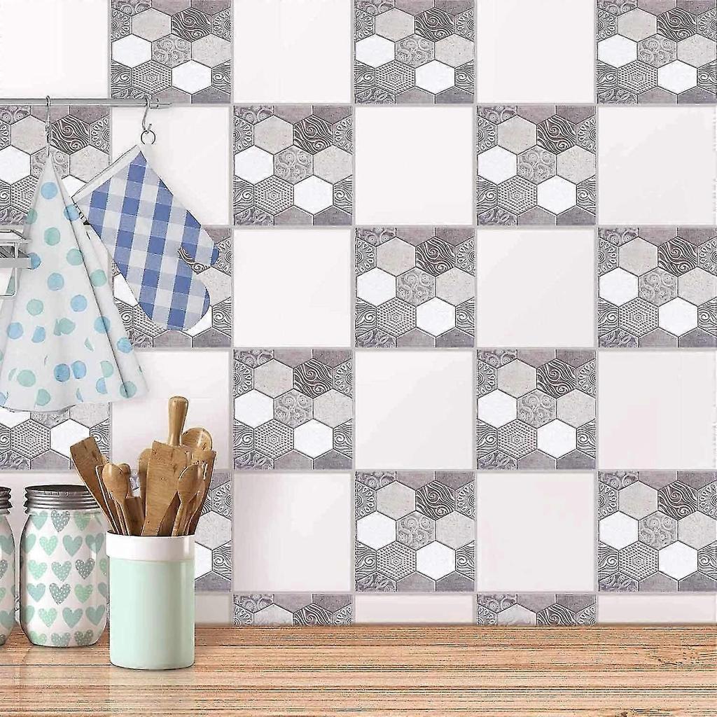 10 Pieces Tile Stickers 30x30cm Self Adhesive Wall Tile DIY Sticker for Kitchen, Bathroom Home Decoration