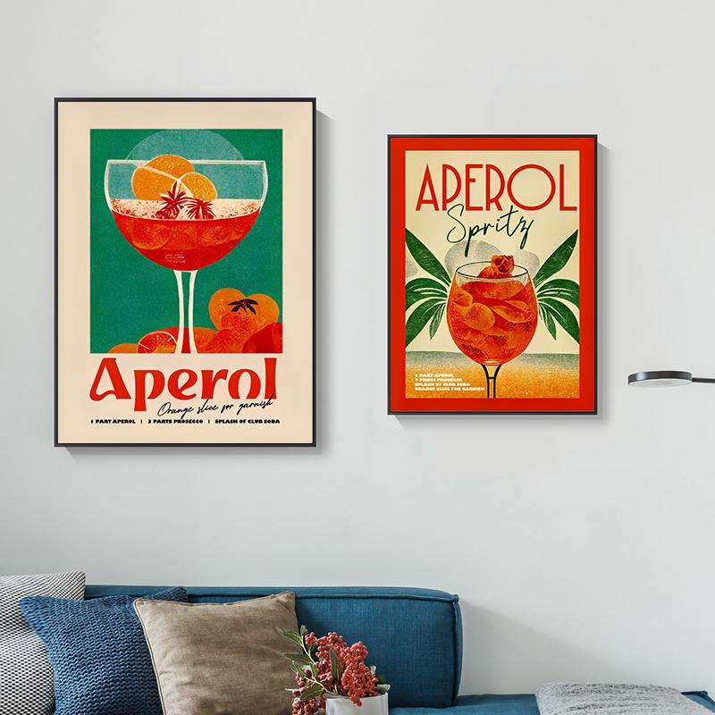 Cartoon Fruit Juice Mojito Aperol Spritz Posters and Print Sangria Drink Negroni Canvas Painting Club Bar Shop Home Decoration No Frame