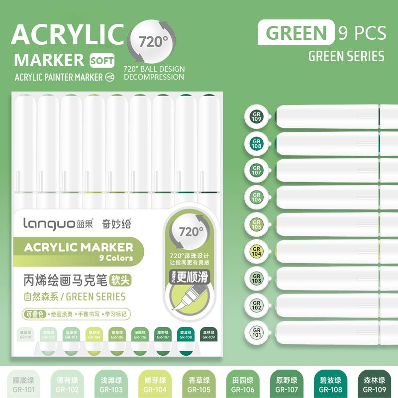 9 Farben/Set Bunte Acrylfarbe Kunstmarker Stift DIY Graffiti Zeichenstifte Für Notizbuch Tagebuch Schreiben Malen Schreibwaren