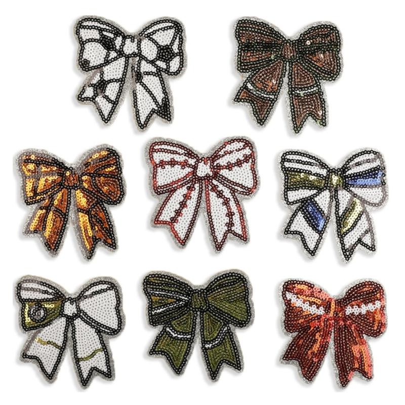 

8 Pcs Sequins Bowknot Embroidered Patches Iron on Patches Repair Patches Bows Sewing Patches for Jeans Clothes Bag 1