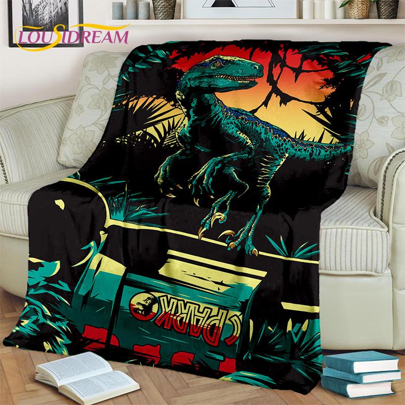 Jurassic Park Dinosaur 3D Cartoon Blanket,Flannel Throw Blanket for Home Bedroom Bed Sofa Picnic Office Hiking Leisure Nap Gift