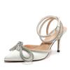 Fashion 2024 New Fashion Women Pumps Women Crystal Bowknot Shoes Dress Summer High Heels Soft Party Prom Glitter Rhinestones Woman Shoes