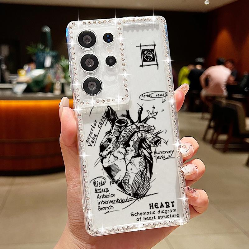 Airplane Snow Mountain Diamond Case For Samsung Galaxy A56 A55 A54 A36 A15 A16 A25 5G S25 Edge S24 Ultra S23 FE TPU Phone Cover