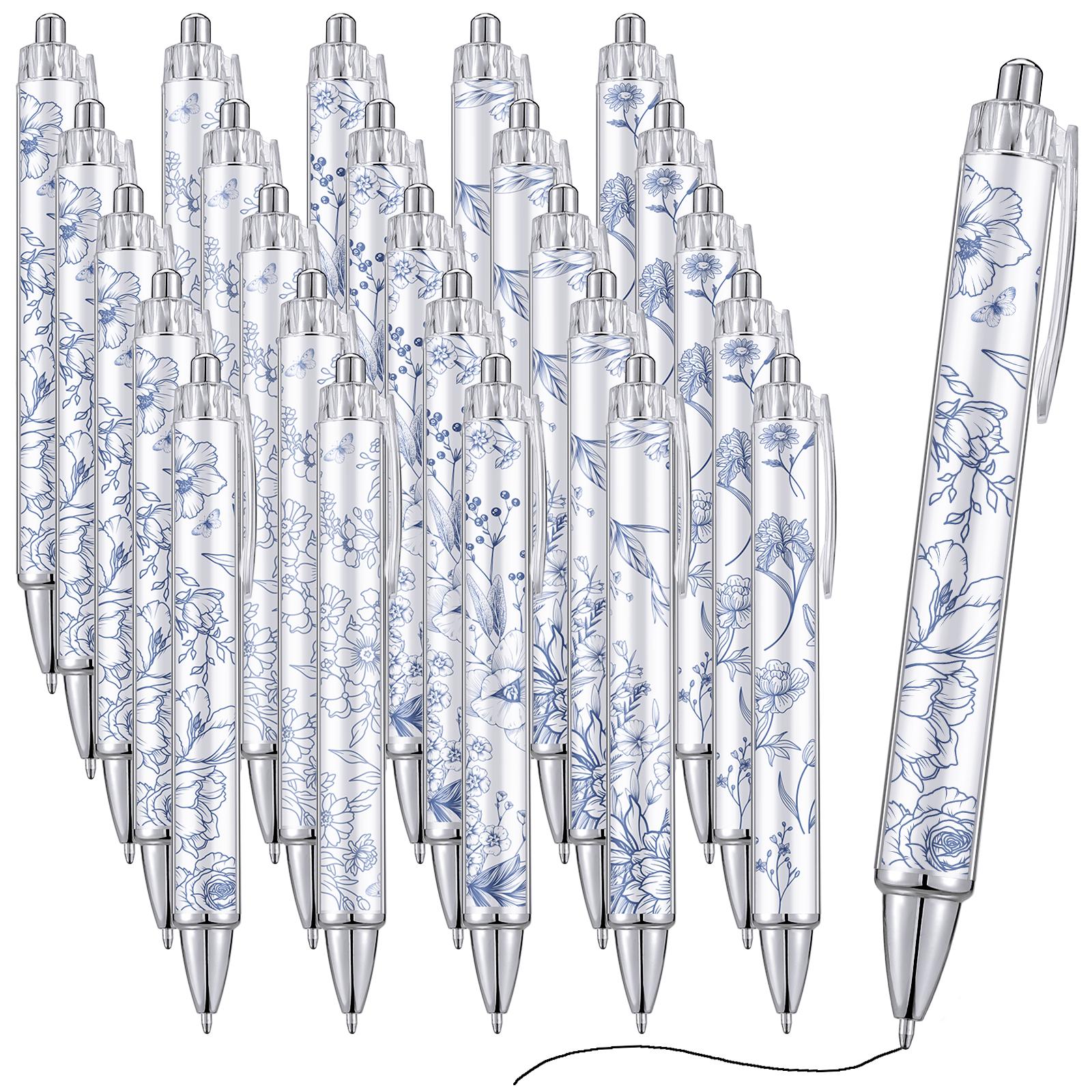 

50Pcs Blue And White Porcelain Pen 1.0Mm Black Ink Fancy Pens Chinoiserie Writing Retractable Ballpoint Pens For Journaling Aest армия зеленый