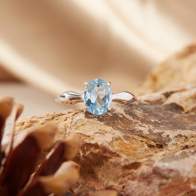 Natural Topaz Garnet Citrine Amethyst Ring Women'S S925 Sterling Silver Muscle Simple Color Treasure Index Finger Ring