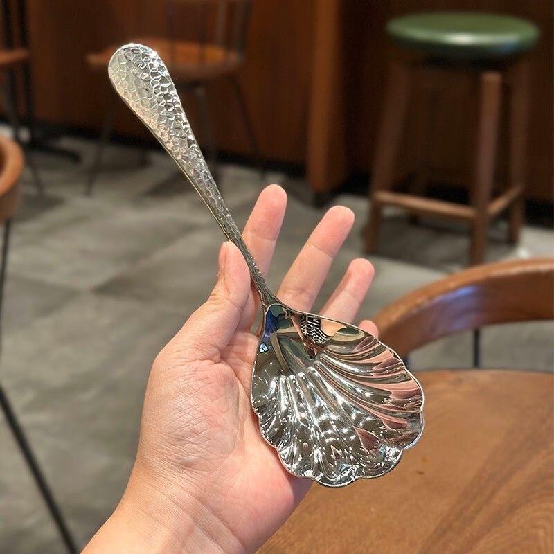 ZISIZ Hammered Shell Serving Spoon Set