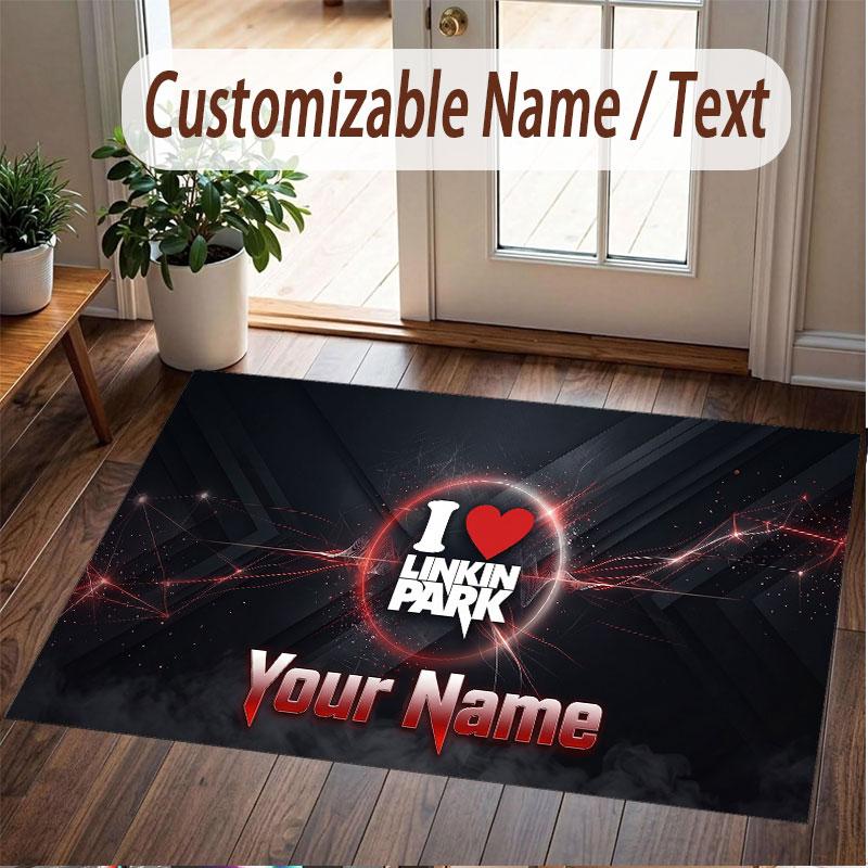 Custom Rug Linkin Park Pattern Print Name Text Soft Non‑Slip Floor Carpet for Home Indoor Decoration