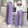 2023 New Style Girls' Velvet-Lined Wide-Leg Sports Pants for Spring and Autumn