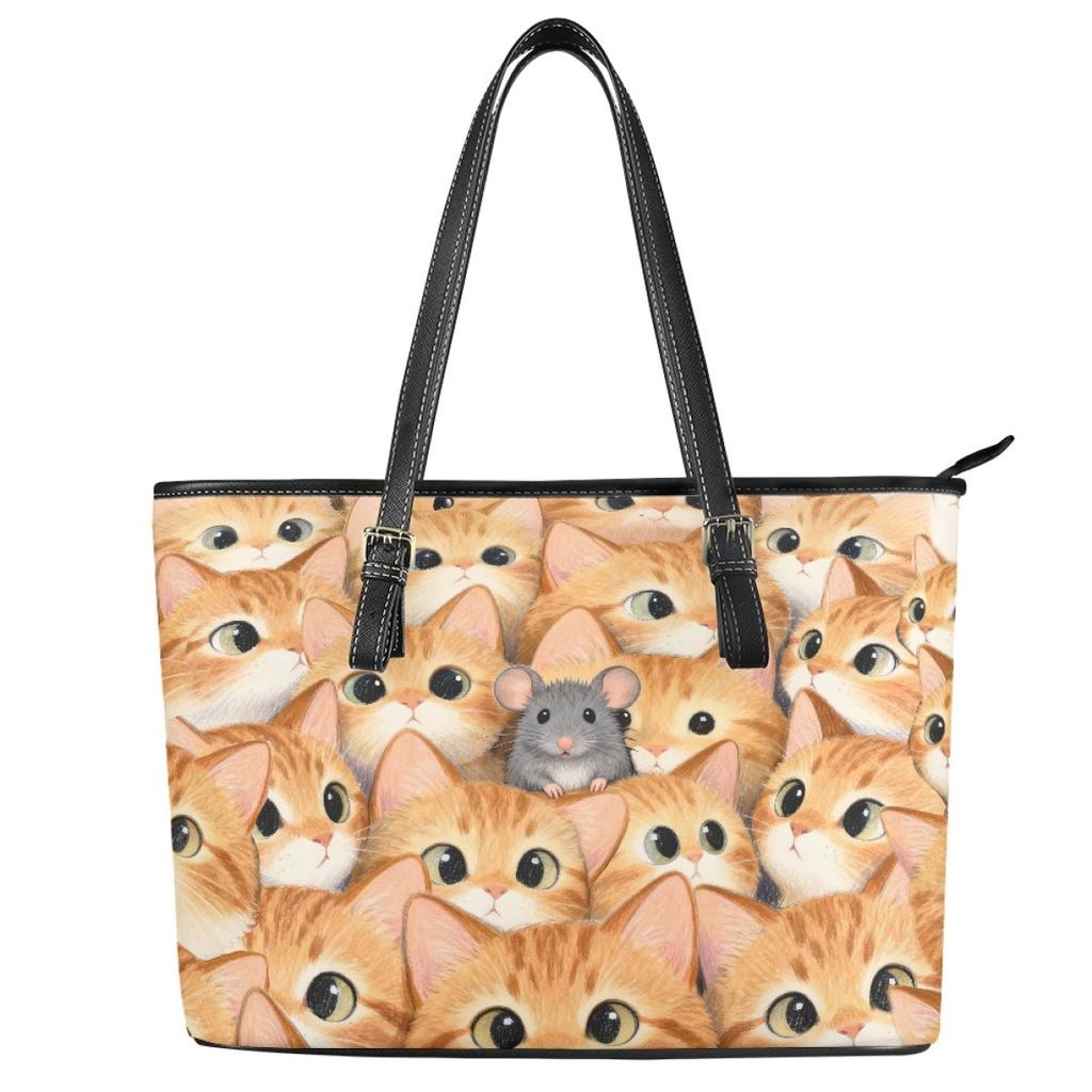 Handtasche mit Katzenmuster Für Katzenliebhaber Süßes Geschenk Muster Individuell Pu Weltraumleder Umhängetasche