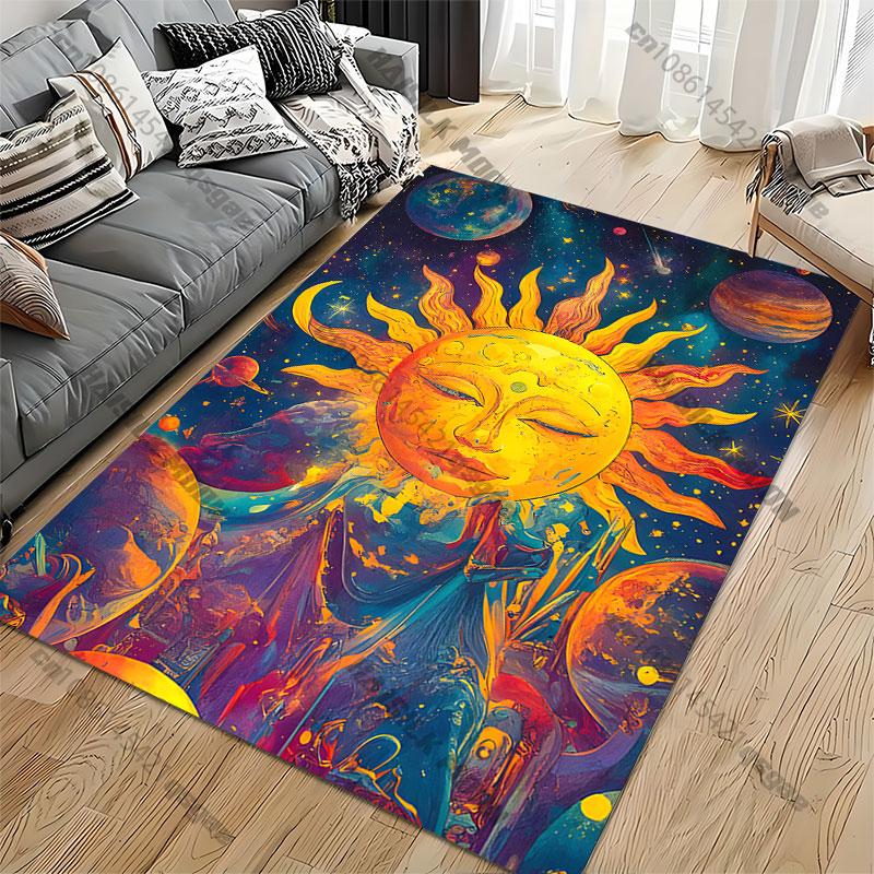 Cosmic sun planets vibrant universe carpet Yoga living room room decor children's crawling mat doormat area rug games mat