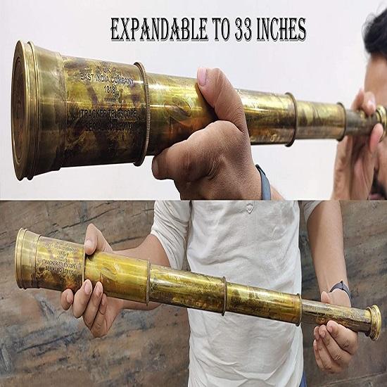 Brass Telescope 81.28 Cm Replica of East India Company 1818 Tracker Telescope, Collapsible Decorative