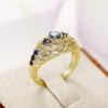 Wind Hollow Engraved With Colorful Glass Diamonds Retro Ring, Jewelry