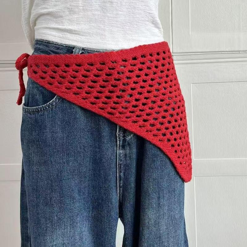 Hollowout Design Head Scarf Multiuse Head Wrap Bandana Crochet Hip Scarf For Women Girl Daily Use and Travel Dressingup