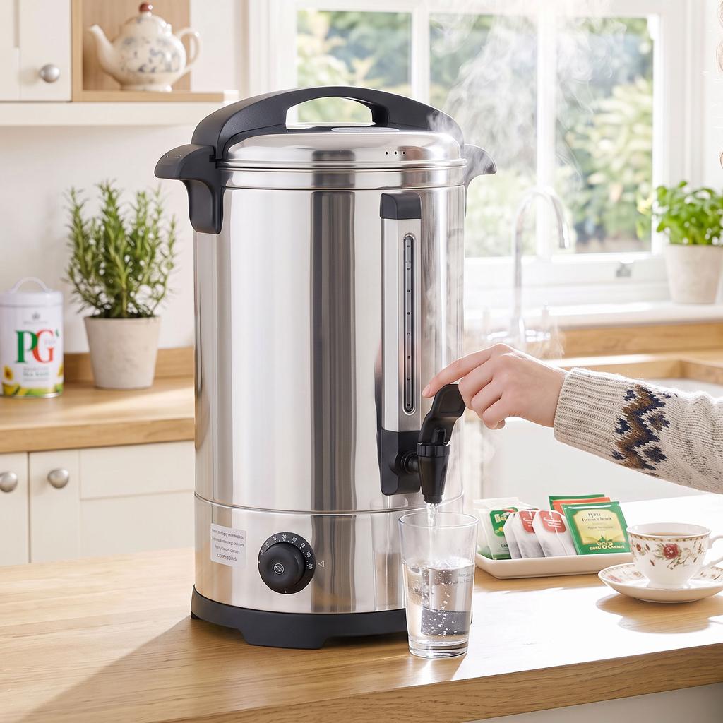 13L Catering Urn, 2500W Stainless Steel Hot Water Boiler Dispenser with Thermostat, Keep Warm Function and Easy Pour Tap