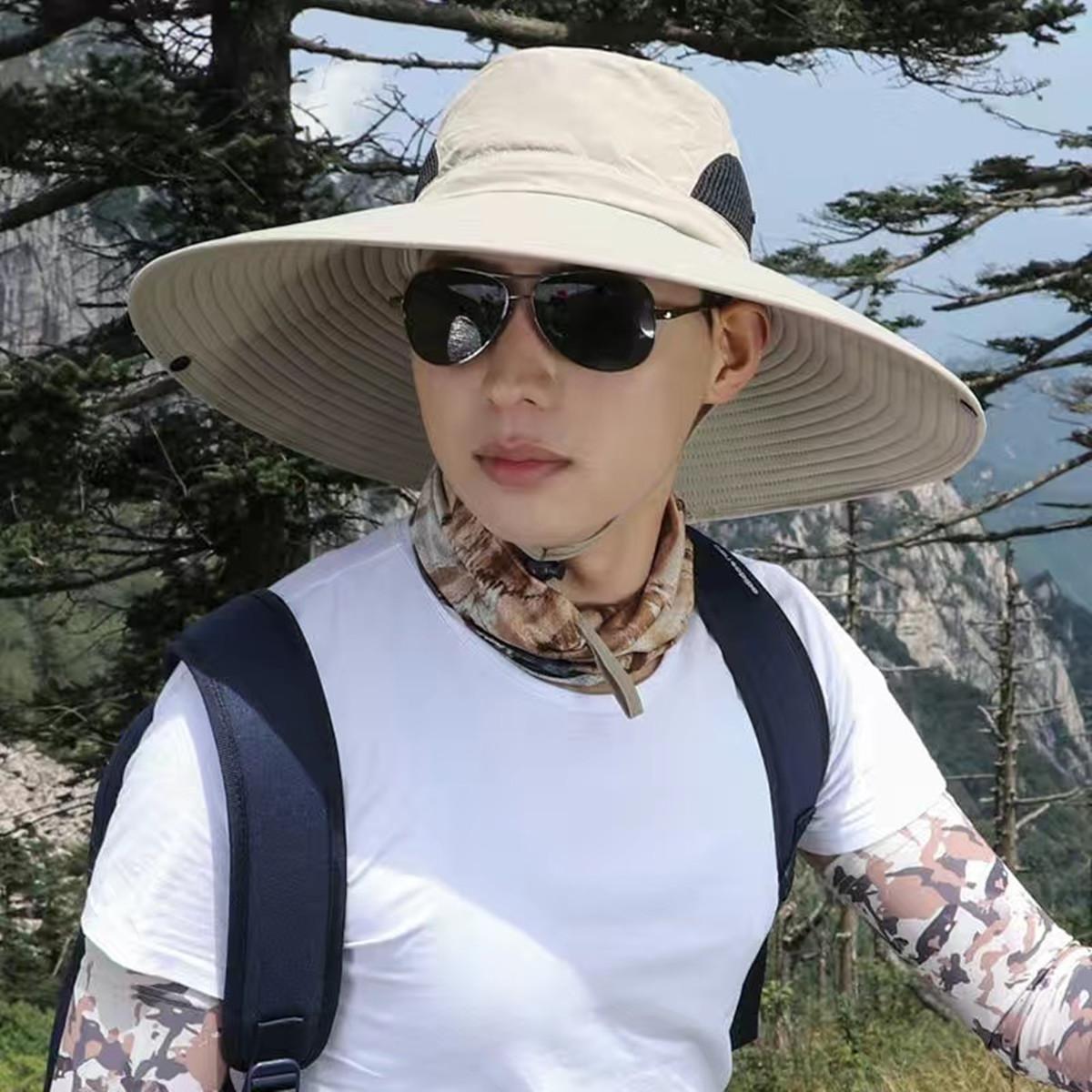 

Кепка рыбака с большими полями, мужская кепка для спорта на открытом воздухе, солнцезащитная кепка для походов, туристические кепки бежевый