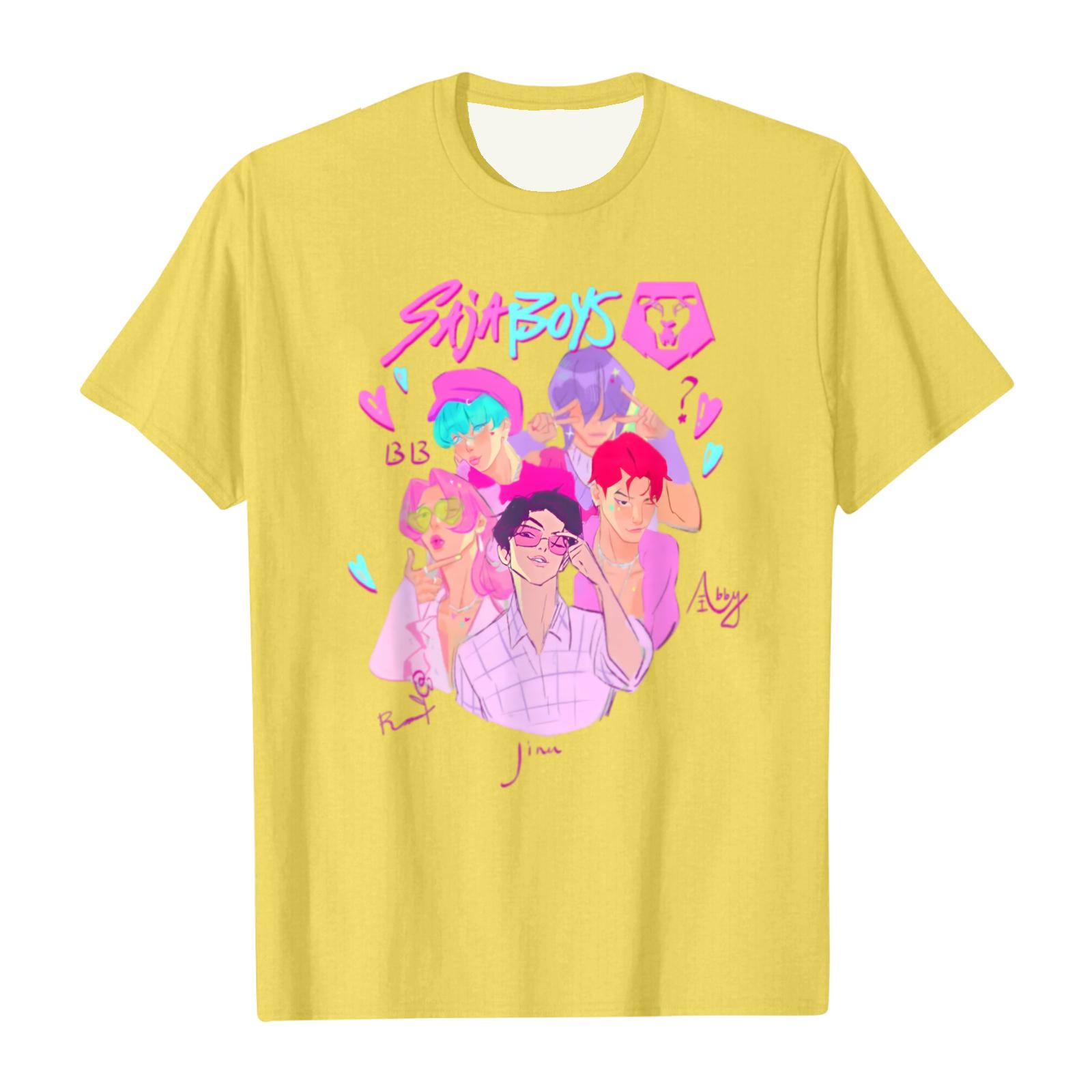 

Unisex Round Neck Casual Cartoon Print Short-sleeved T-shirt Tops XXXXL