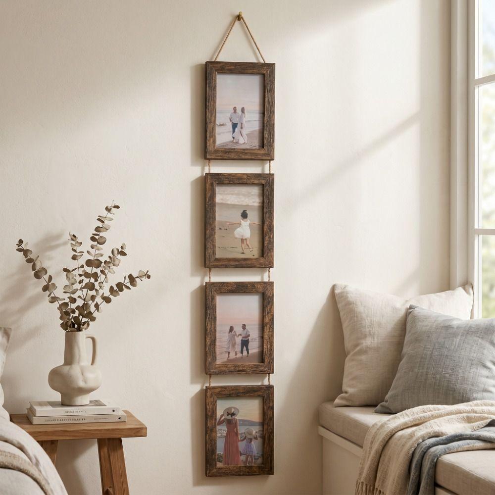 Cornice Portafoto da Appendere da 6 Pollici Stile Rustico Parete Fotografica Verticale Cornice per Ritratti di Famiglia Camera da Letto
