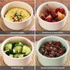 3Pcs Wheat Straw Fresh-Keeping Bowl Three-Piece Set With Lid For Home Microwaveable Plastic Round Lunch Box