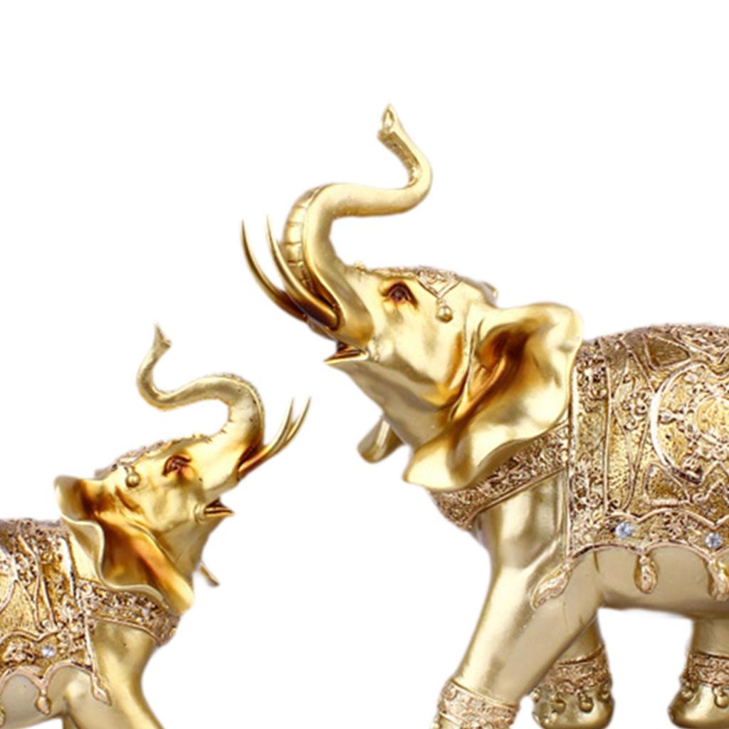 Big and Small Elephant Figurines Sculpture Tabletop Decoration Collection for