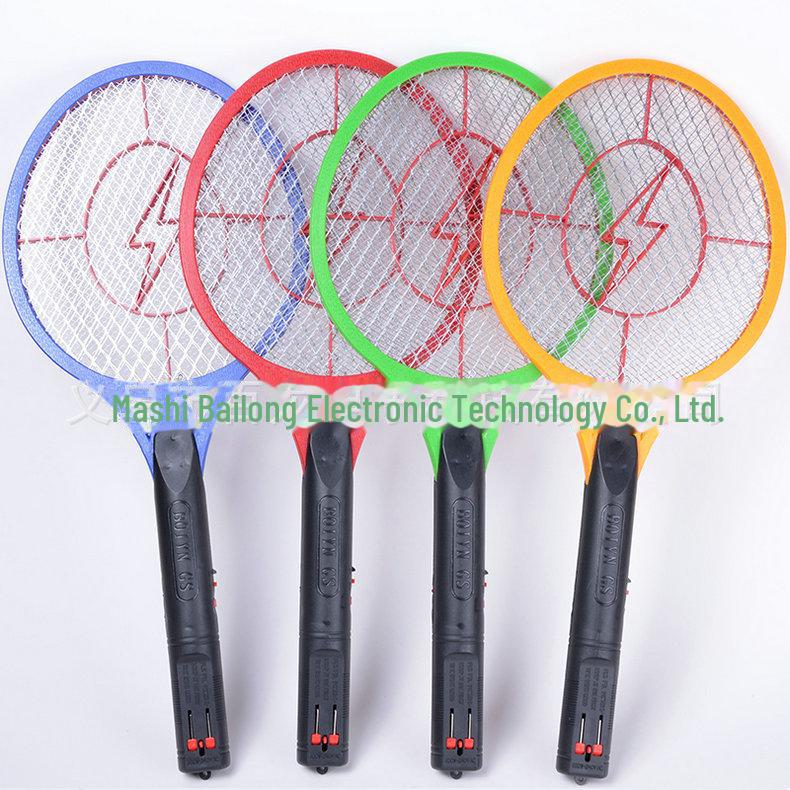 Rechargeable Electric Mosquito Swatter with Large Mesh and Flat Plug - Portable Lightning Type Insect Repellent.