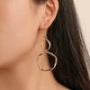 Double Irregular Twisted Circle Dangle Hook Earrings Minimalist Geometric Long Drop Ear Jewelry for Women Daily Fashion Decor