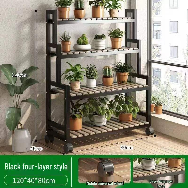 2025 Beweglicher Mehrschichtiger Blumenständer mit Rädern für Wohnzimmer und Balkon