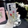 Luxury 3D Rhinestone Butterfly Rose Phone Case Galaxy Z Fold 7 6 5 4 3 Full Cover Acrylic Handmade
