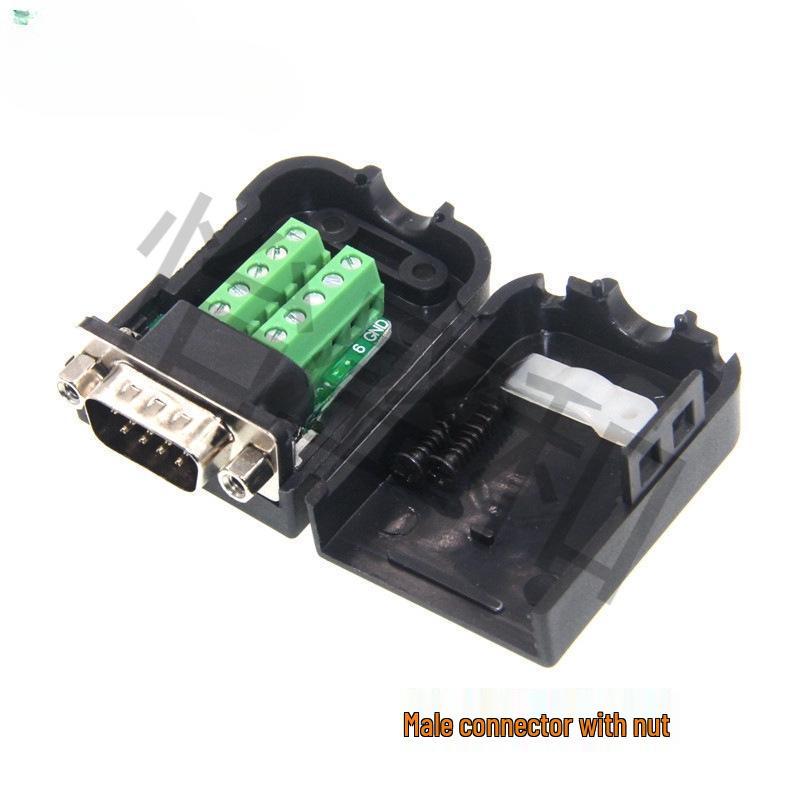 DB9 Male-Female Solderless Serial Port Adapter with RS232 COM Terminal Plug 485 and Shell