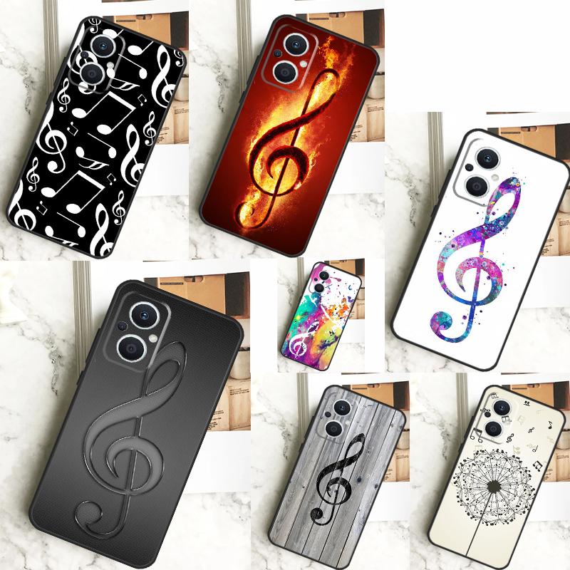 Treble Clef Music Note Case For OPPO Reno 8T 4Z 5Z 10 Pro 11 F 4 5 6 7 8 Lite OPPO Find X5 X6 Pro X2 X3 Lite Cover