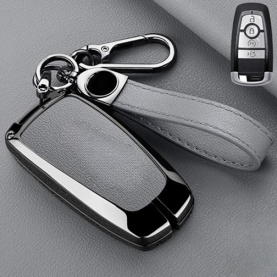 Zinc Alloy Leather Car Key Case Cover For Lincoln MKZ Navigator MKC Continental