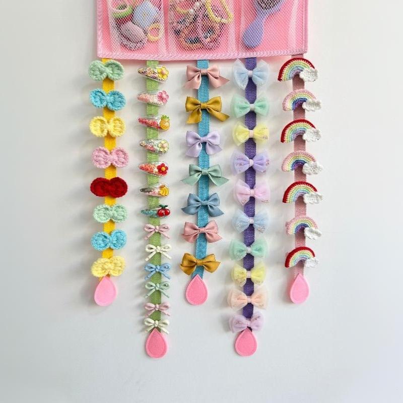 Children Hair Clips Bows Headbands Ties Organizer Hanging Storage Bag Room Decor