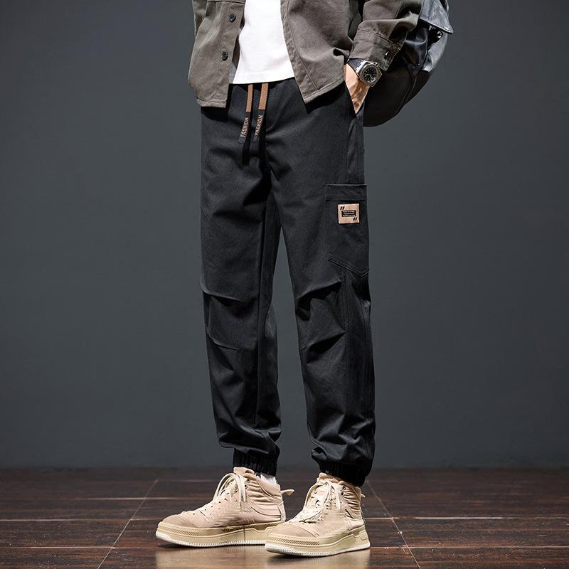 

Весна и осень новые модные американские комбинезоны мужские свободные брюки однотонные повседневные спортивные брюки большого размера для мужчин 4XL чёрный