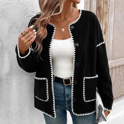 Casual Cardigan 2025 New Autumn and Winter Women's Dressing Contrasting Fleece Jacket