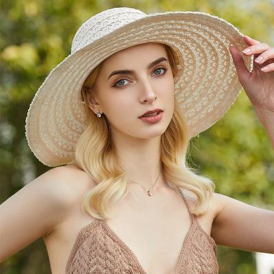 Einfacher und modischer Zylinderhut, vielseitiger Strand-Tages-Sonnenschutzhut, Stroh-Gesichtshut
