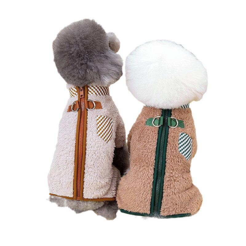 Autumn & Winter Fleece Dog Outfit - Double Buckle, Four-Legged Design for Teddy, Bichon, Poodle Puppies
